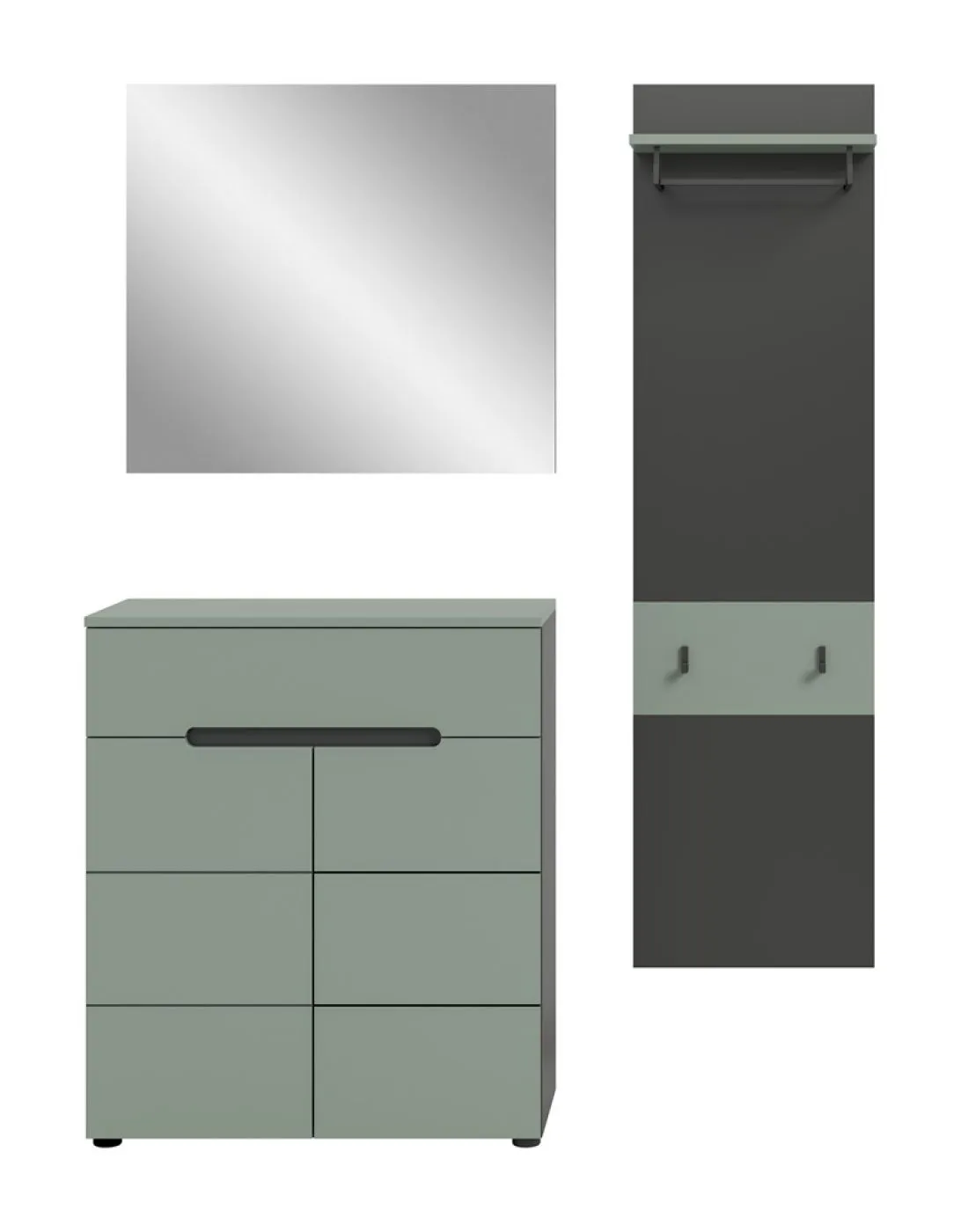 Garderoben-Set Canu 5 | Basalt grau / Smoke Green | 3-teilig
