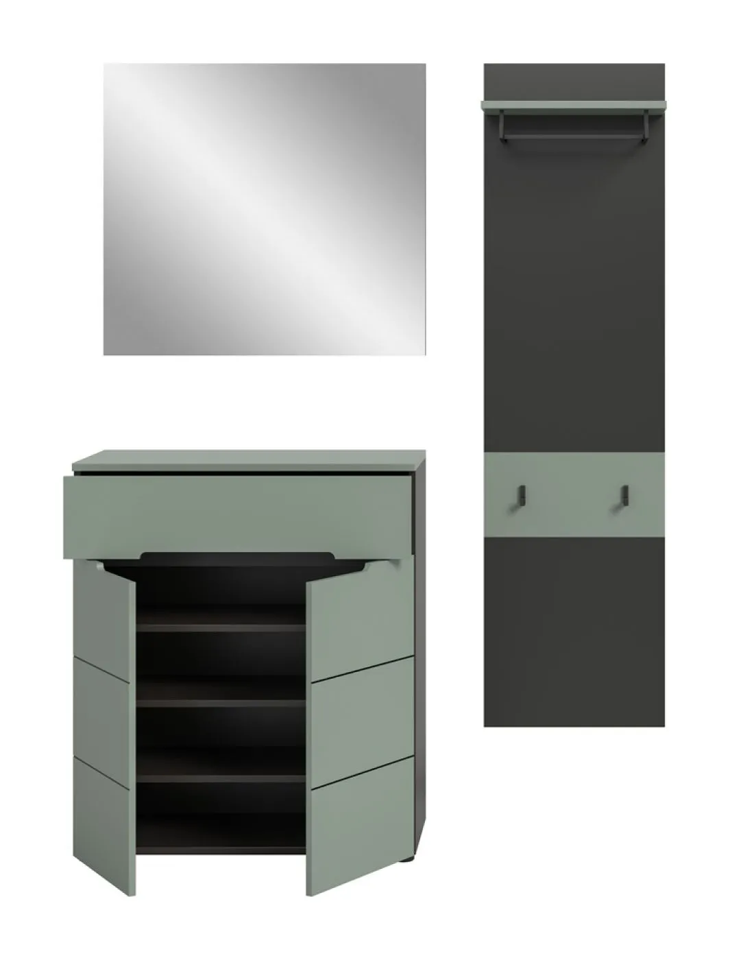 Garderoben-Set Canu 5 | Basalt grau / Smoke Green | 3-teilig