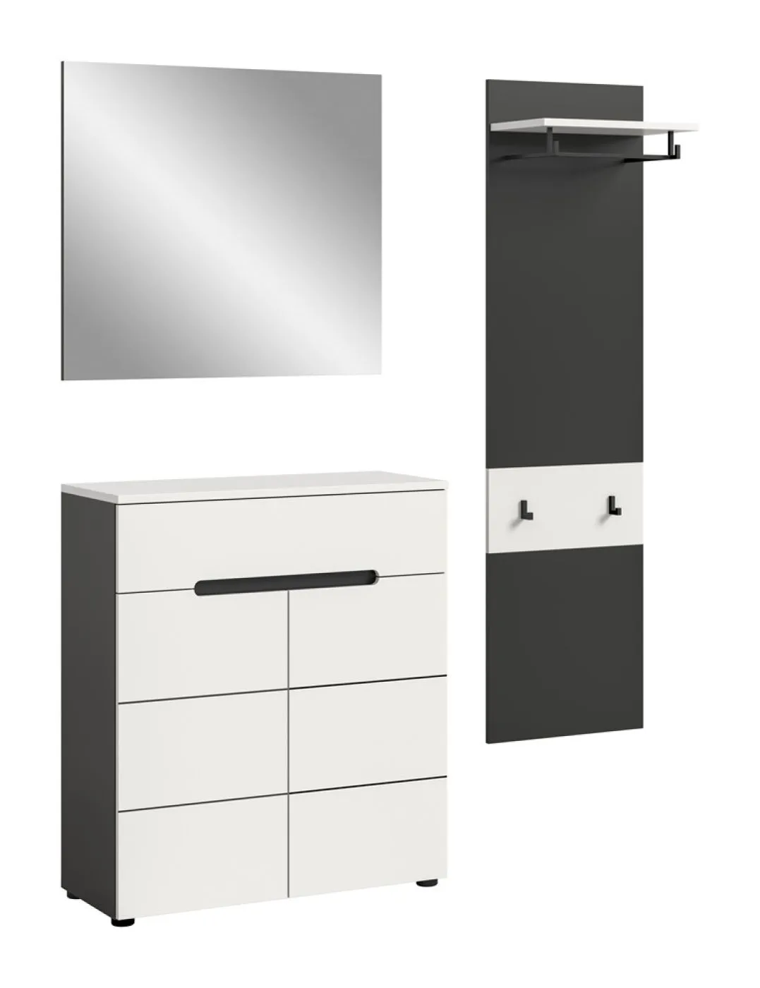 Garderoben-Set Canu 5 | Basalt grau / Weiß | 3-teilig