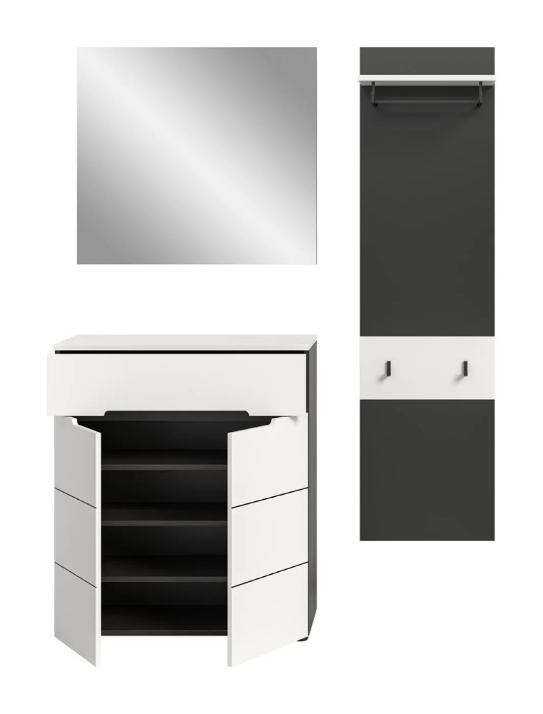 Garderoben-Set Canu 5 | Basalt grau / Weiß | 3-teilig