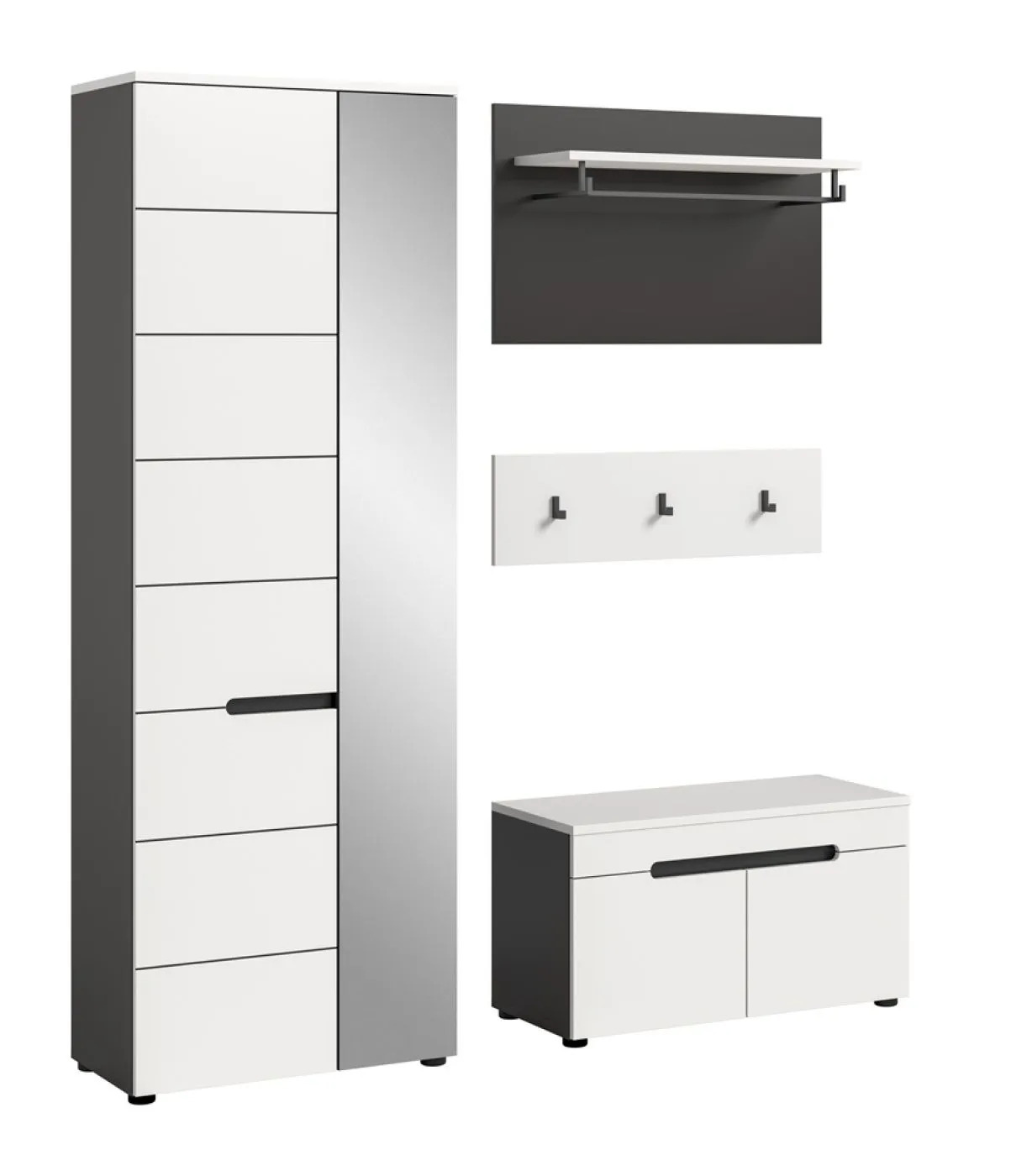 Garderoben-Set Canu | Basalt grau / Weiß | 3-teilig ohne