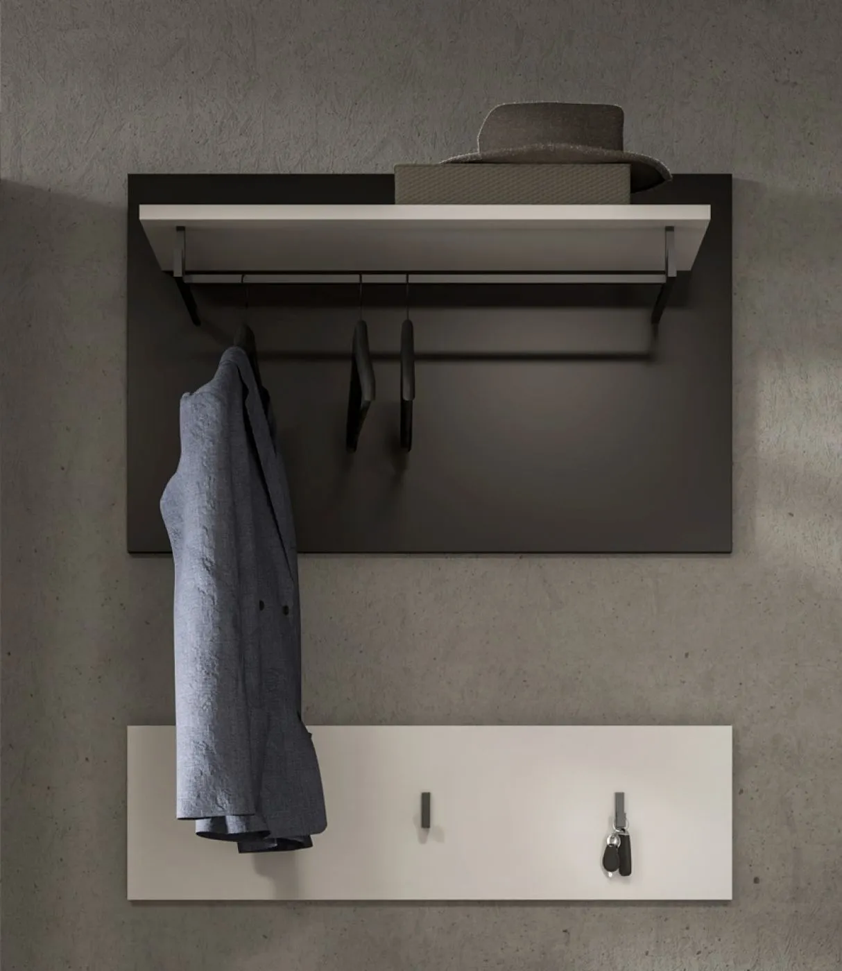 Garderoben-Set Canu | Basalt grau / Weiß | 4-teilig