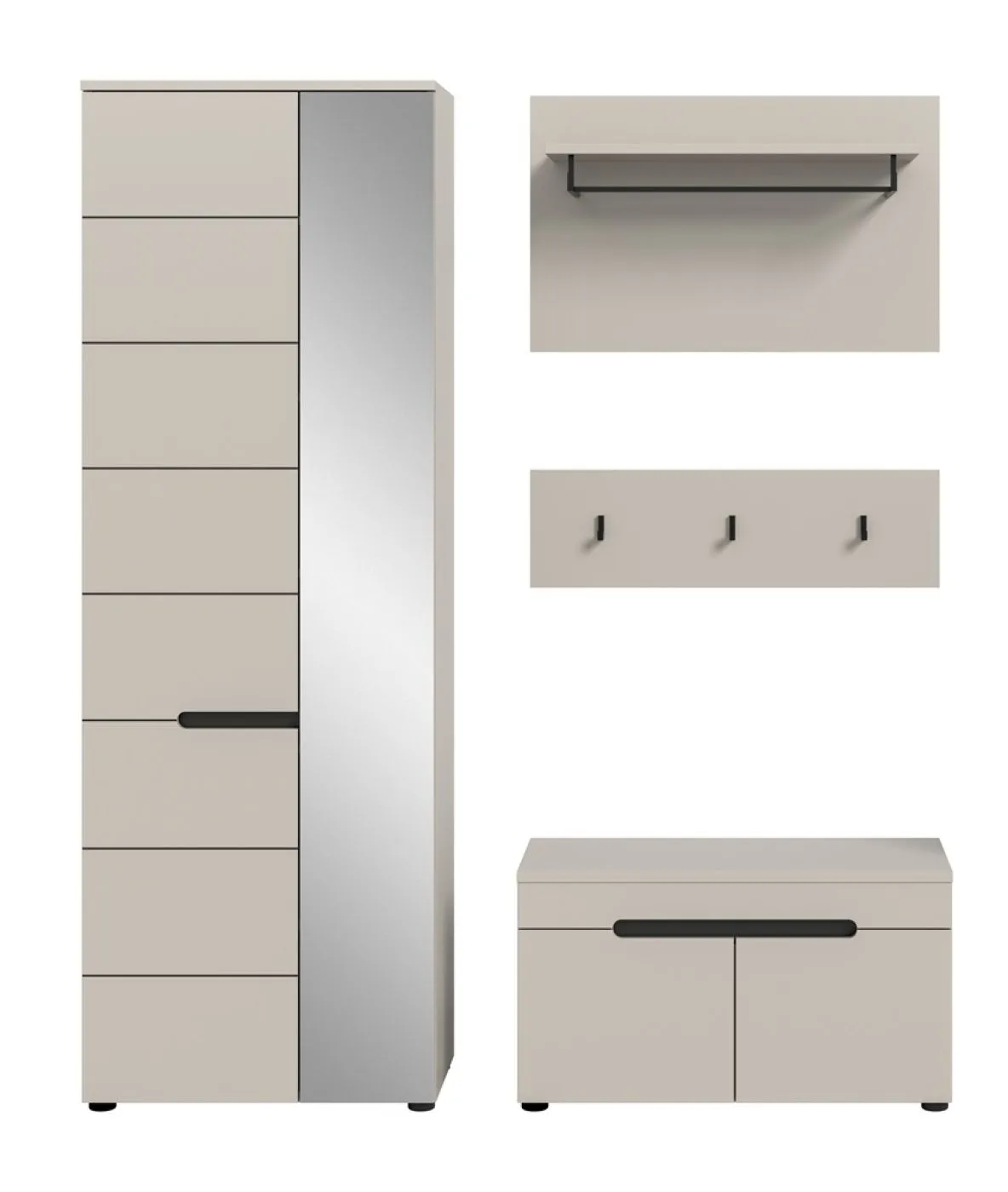 Garderoben-Set Canu | Kaschmir / Basalt grau | 3-teilig ohne Sitzkissen