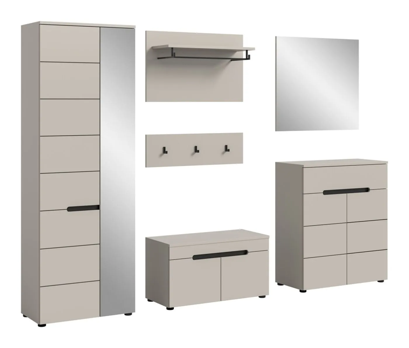 Garderoben-Set Canu | Kaschmir / Basalt grau | 5-teilig mit Kissen