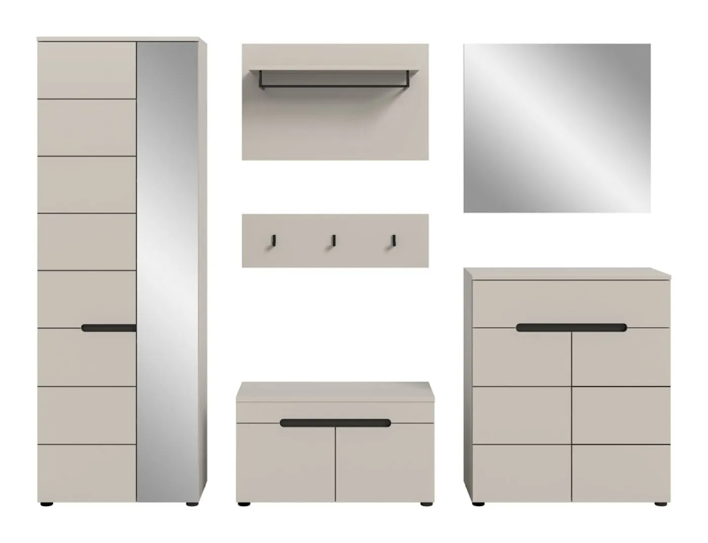 Garderoben-Set Canu | Kaschmir / Basalt grau | 5-teilig mit Kissen