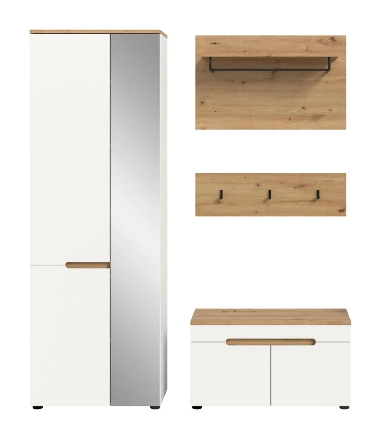 Garderoben-Set Canu | Weiß / Artisan Eiche | 3-teilig