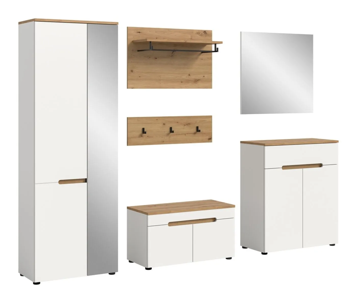 Garderoben-Set Canu | Weiß / Artisan Eiche | 5-teilig
