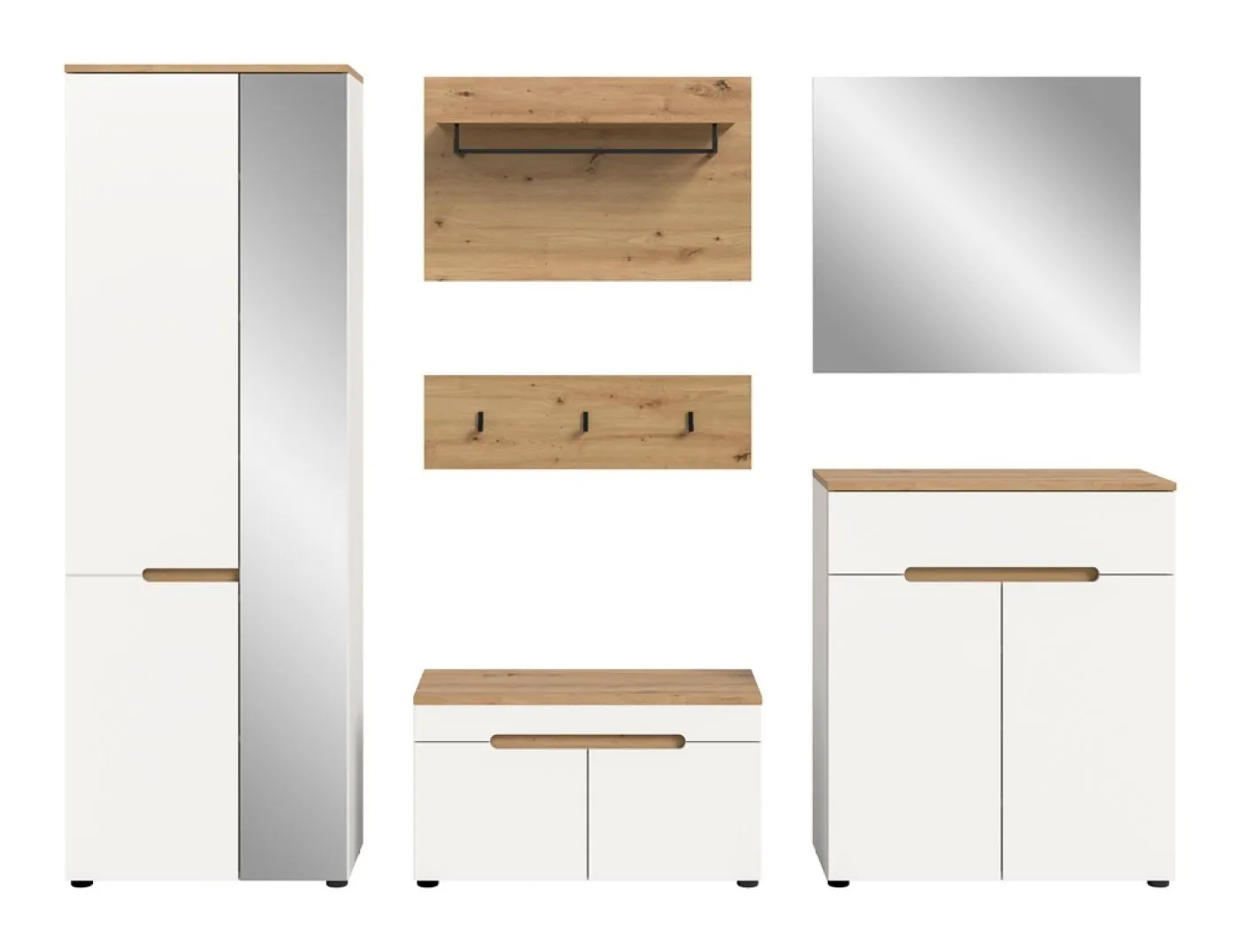 Garderoben-Set Canu | Weiß / Artisan Eiche | 5-teilig
