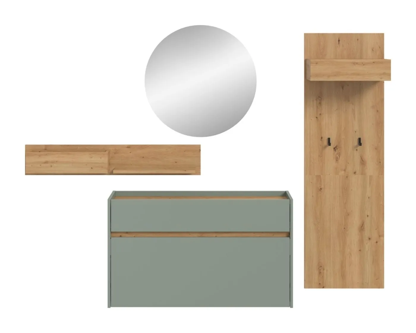 Garderoben-Set Drive 1 | Salbei / Artisan Oak | 4-teilig