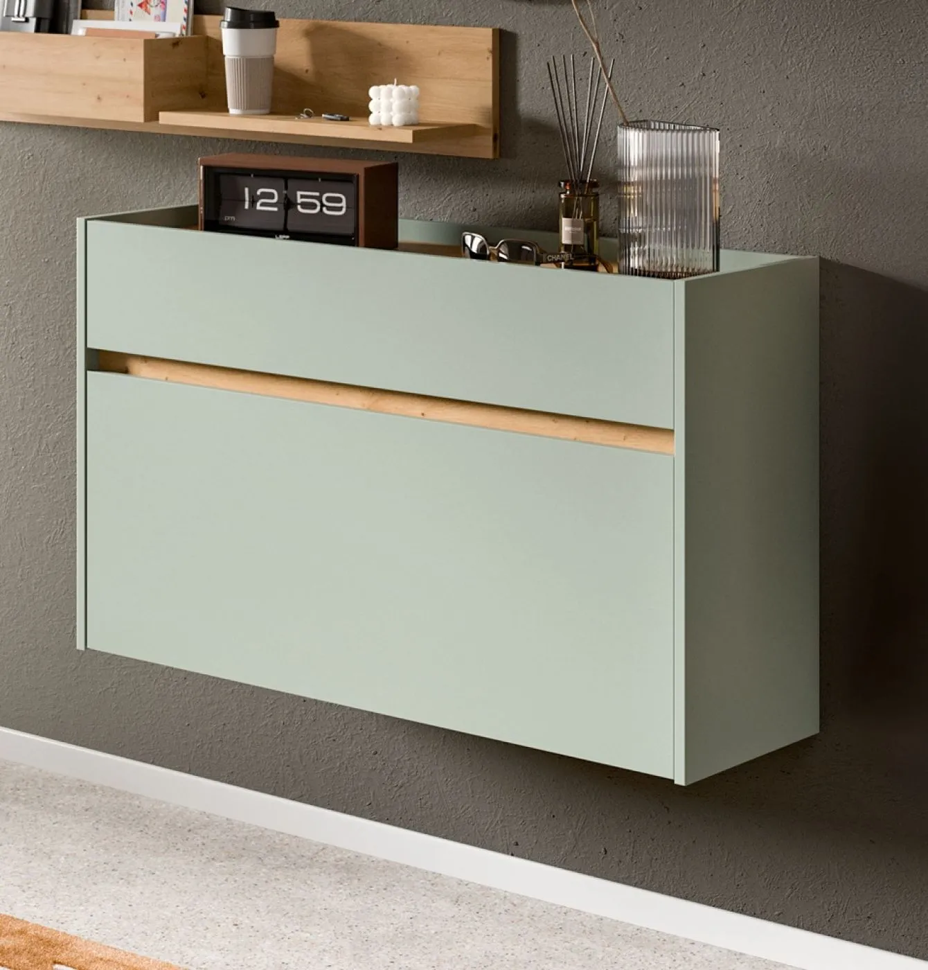 Garderoben-Set Drive 1 | Salbei / Artisan Oak | 4-teilig mit Beleuchtung