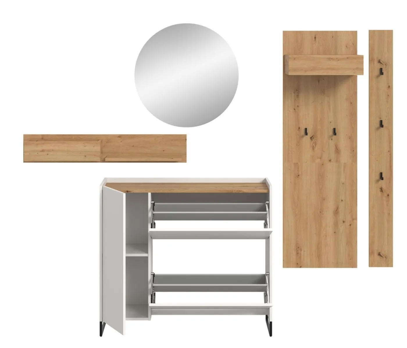 Garderoben-Set Drive 1 | weiß / Artisan Oak | 5-teilig