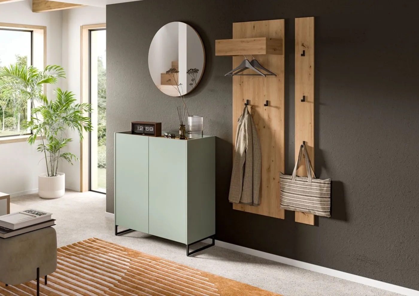 Garderoben-Set Drive 2 | Salbei / Artisan Oak | 4-teilig ohne Beleuchtung