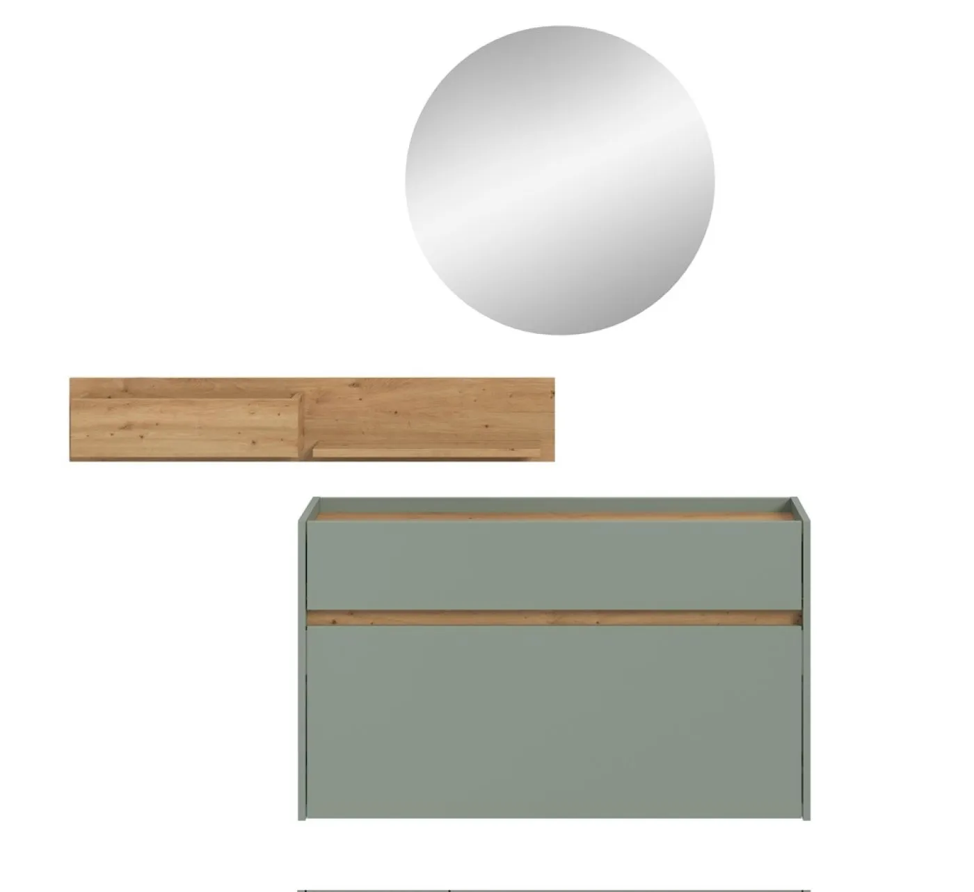 Garderoben-Set Drive 3 | Salbei / Artisan Oak | 3-teilig mit Beleuchtung