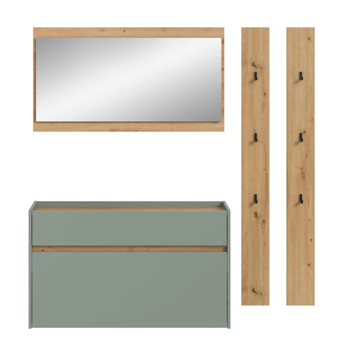 Garderoben-Set Drive 3 | Salbei / Artisan Oak | 4-teilig ohne Beleuchtung