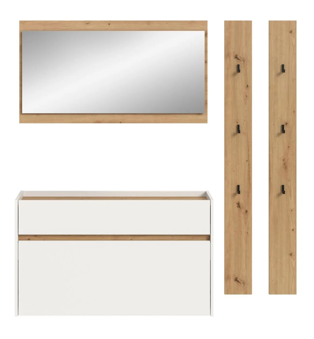 Garderoben-Set Drive 3 | weiß / Artisan Oak | 4-teilig ohne Beleuchtung