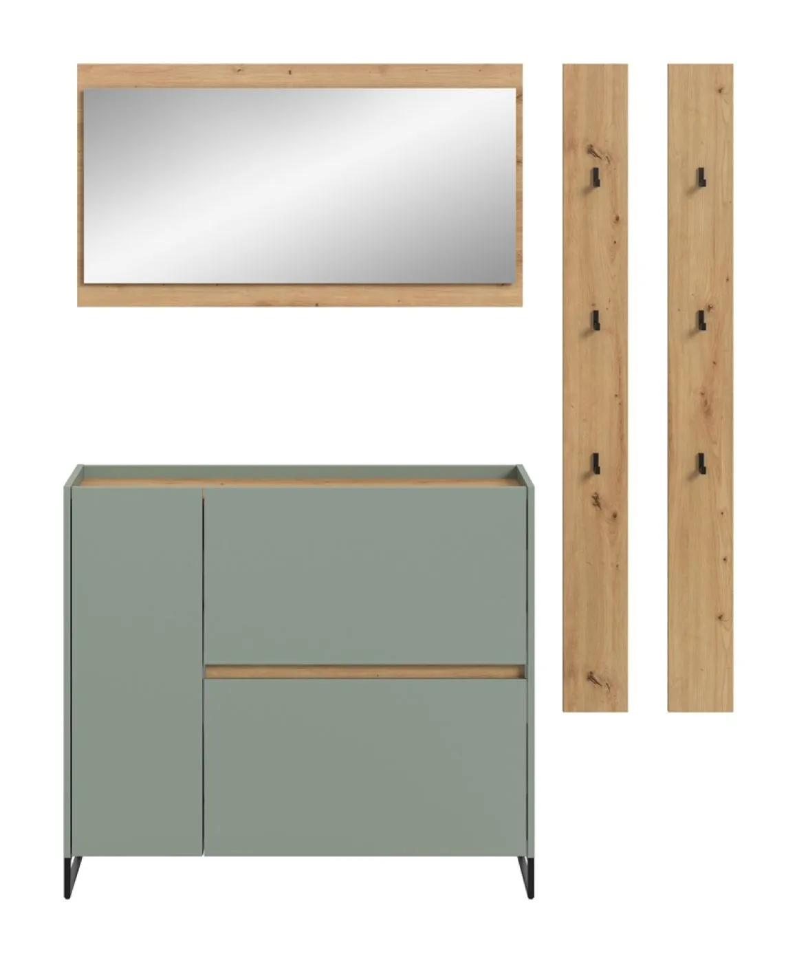 Garderoben-Set Drive 4 | Salbei / Artisan Oak | 4-teilig ohne Beleuchtung