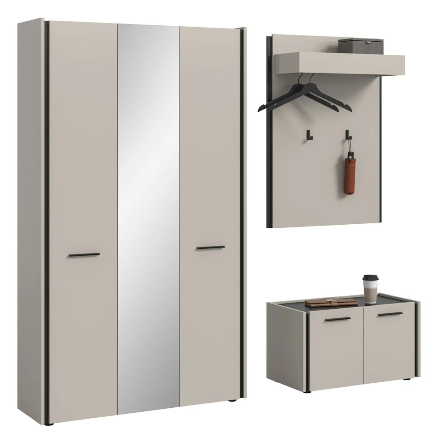 Garderoben-Set Emil | Kaschmir / schwarz | 3-teilig
