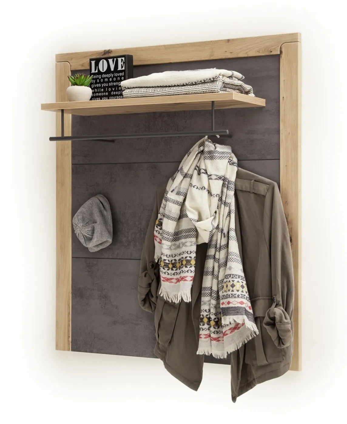 Garderoben Set Incata | Balkeneiche / Oxid grau | 5-teilig