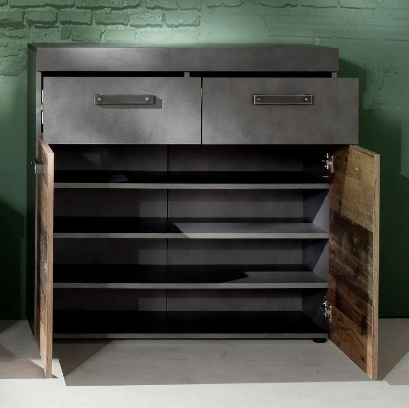 Garderoben-Set Indy | Old Used Wood / Matera grau | 3-teilig