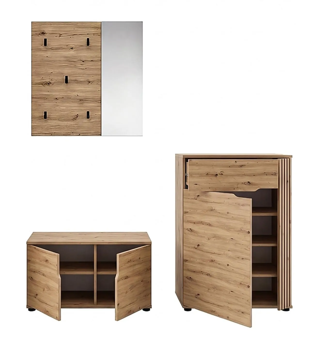 Garderoben-Set Keno 1 | Artisan Eiche | 3-teilig ohne Sitzkissen