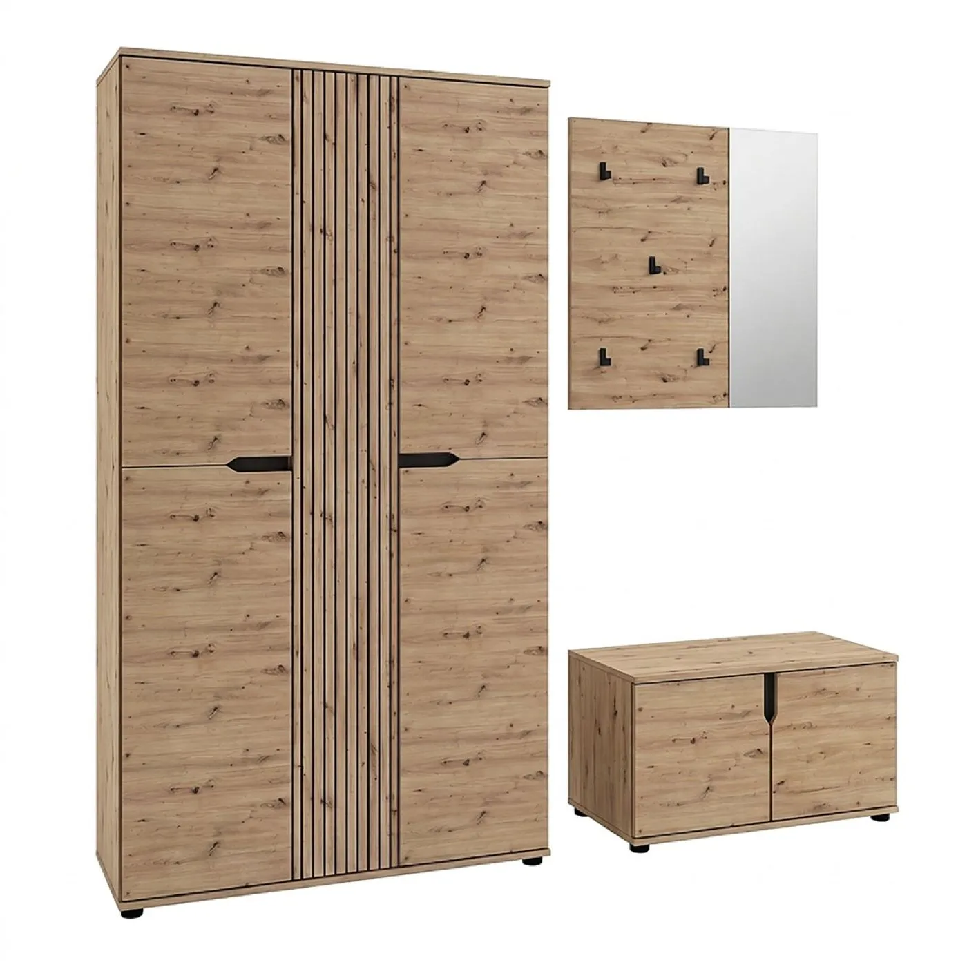 Garderoben-Set Keno 2 | Artisan Eiche | 3-teilig mit Sitzkissen