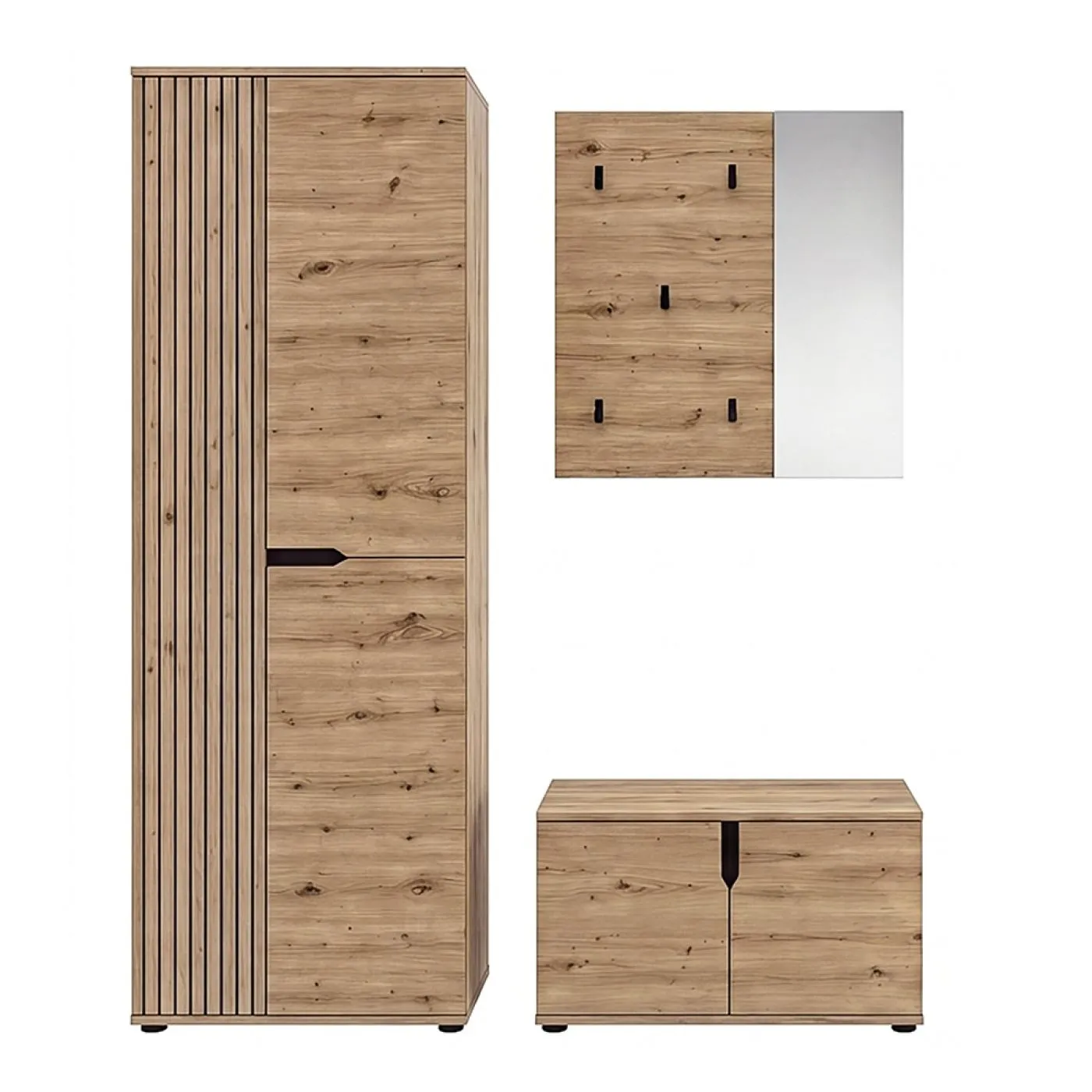 Garderoben-Set Keno | Artisan Eiche | 3-teilig ohne Sitzkissen