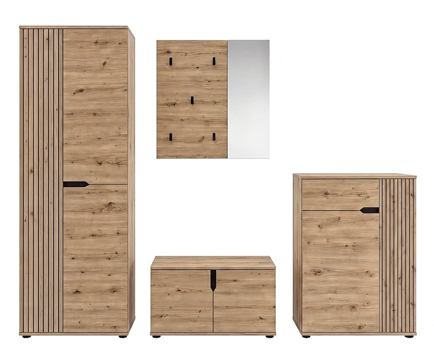 Garderoben-Set Keno | Artisan Eiche | 4-teilig ohne Sitzkissen
