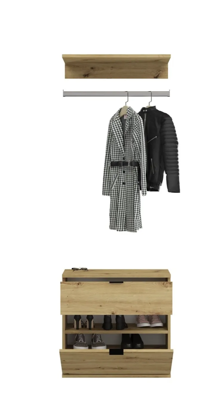 Garderoben Set Projekt X 2 | Artisan Eiche / Spiegeltüren | 3-teilig