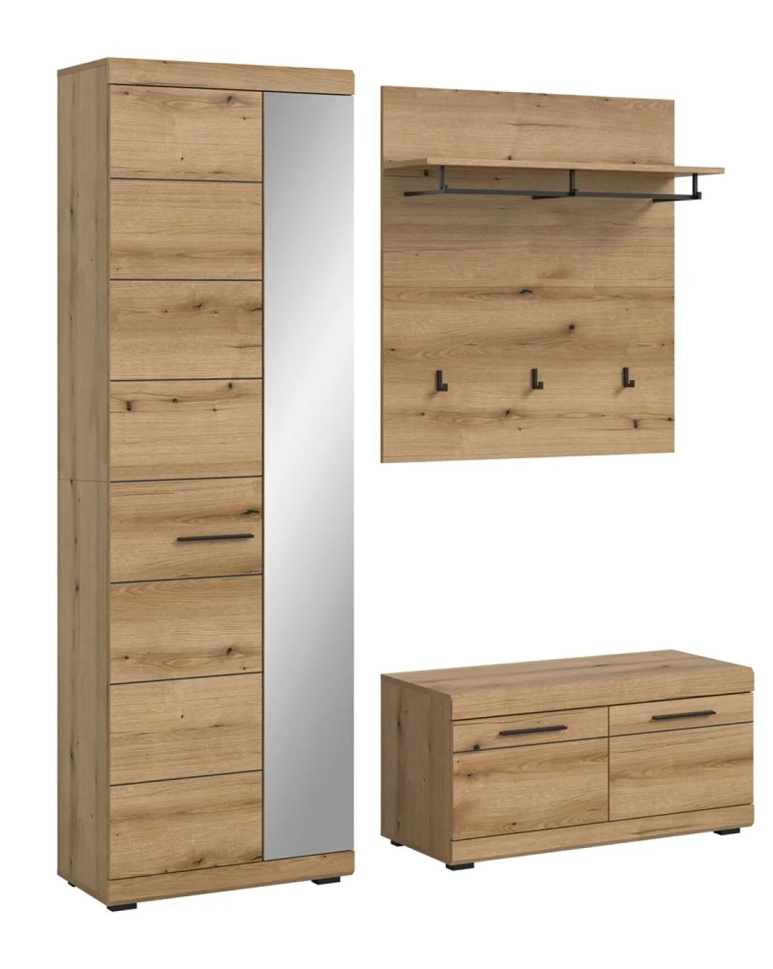 Garderoben-Set Scout | Evoke Oak | 3-teilig | ohne Sitzkissen