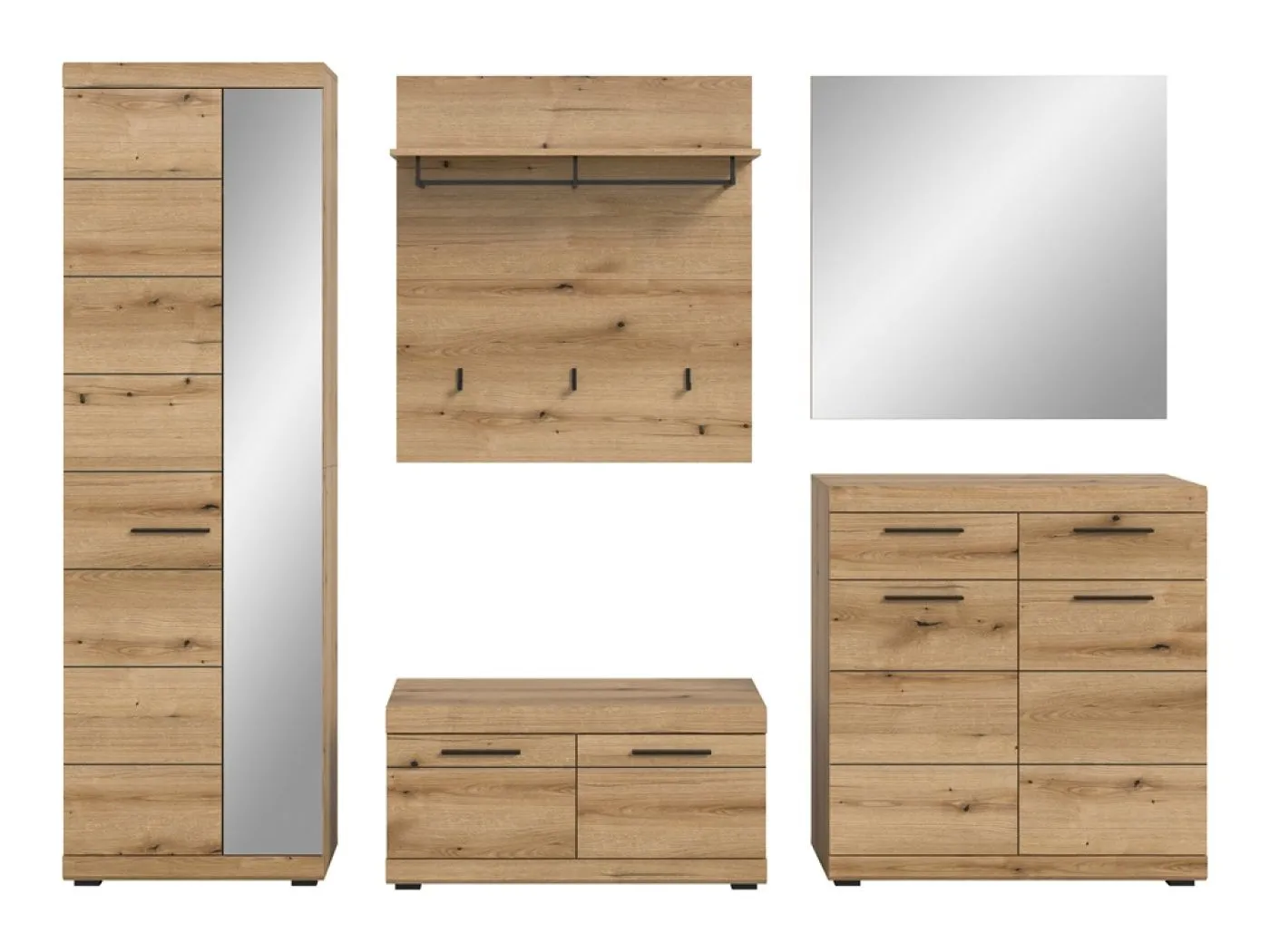 Garderoben-Set Scout | Evoke Oak | 5-teilig | ohne Sitzkissen