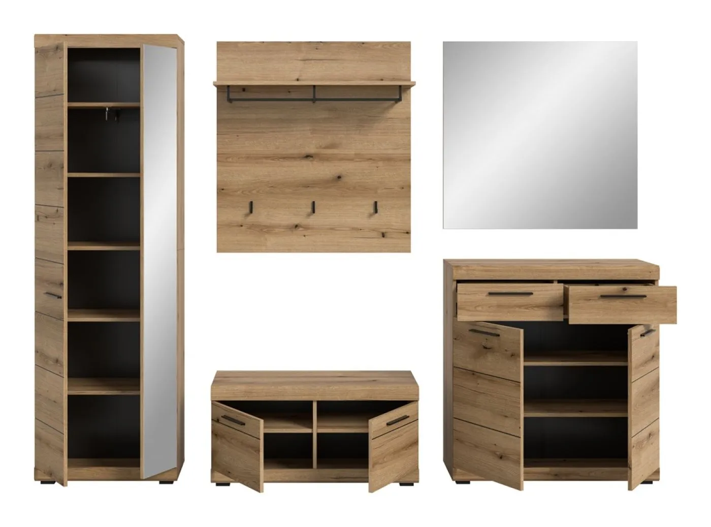 Garderoben-Set Scout | Evoke Oak | 5-teilig | ohne Sitzkissen