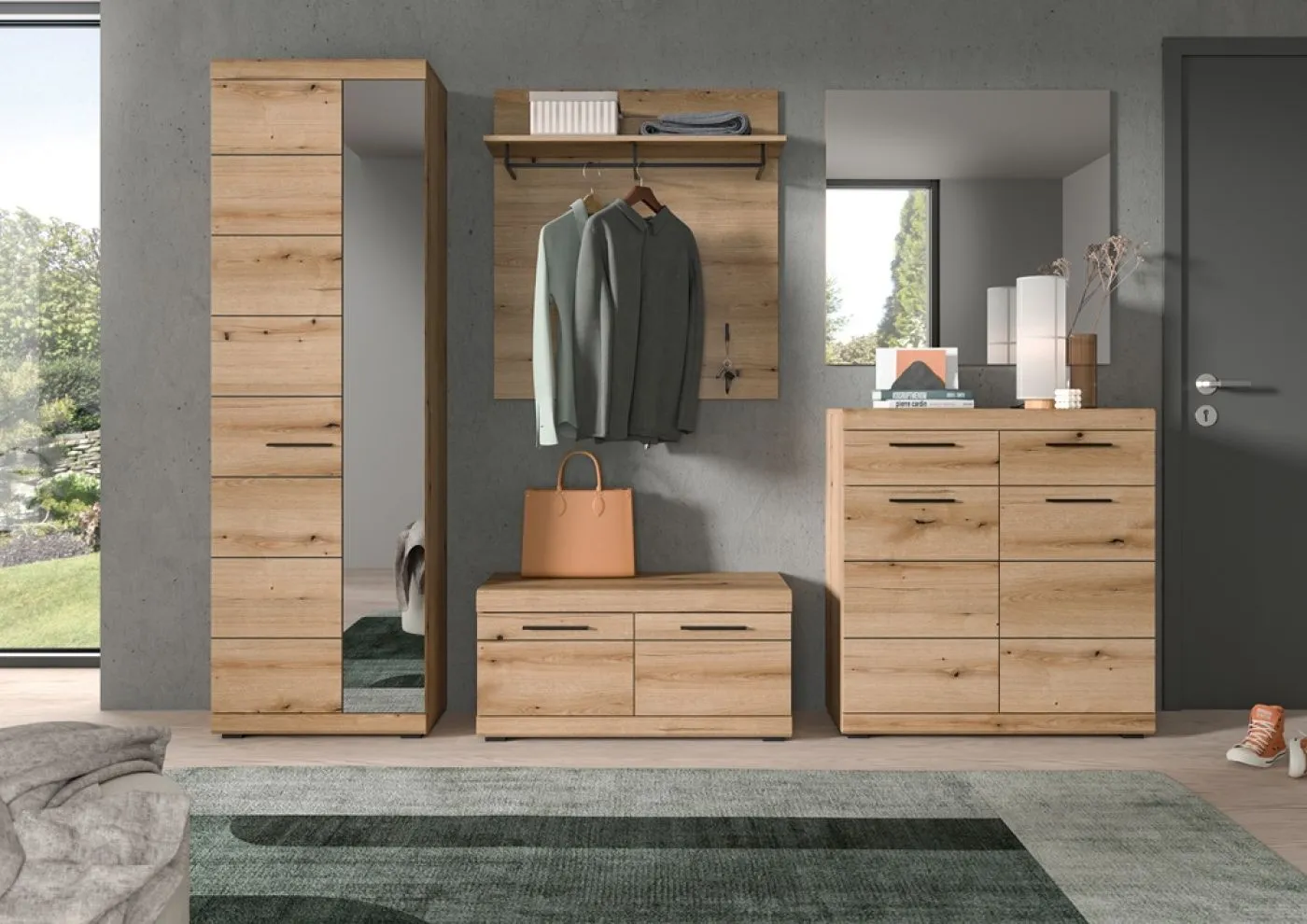 Garderoben-Set Scout | Evoke Oak | 5-teilig | ohne Sitzkissen
