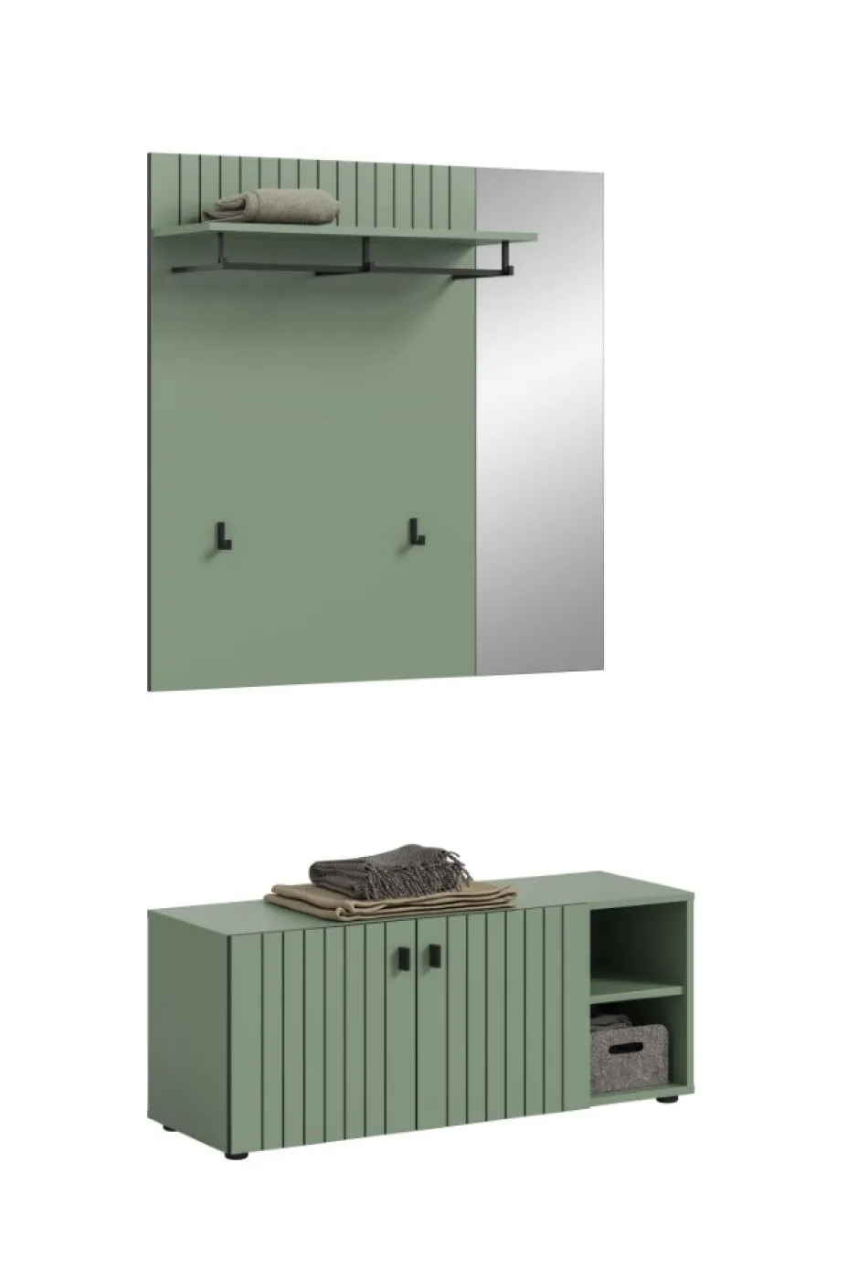Garderoben-Set Station 3 | Smoke Green | 2-teilig | ohne Sitzkissen