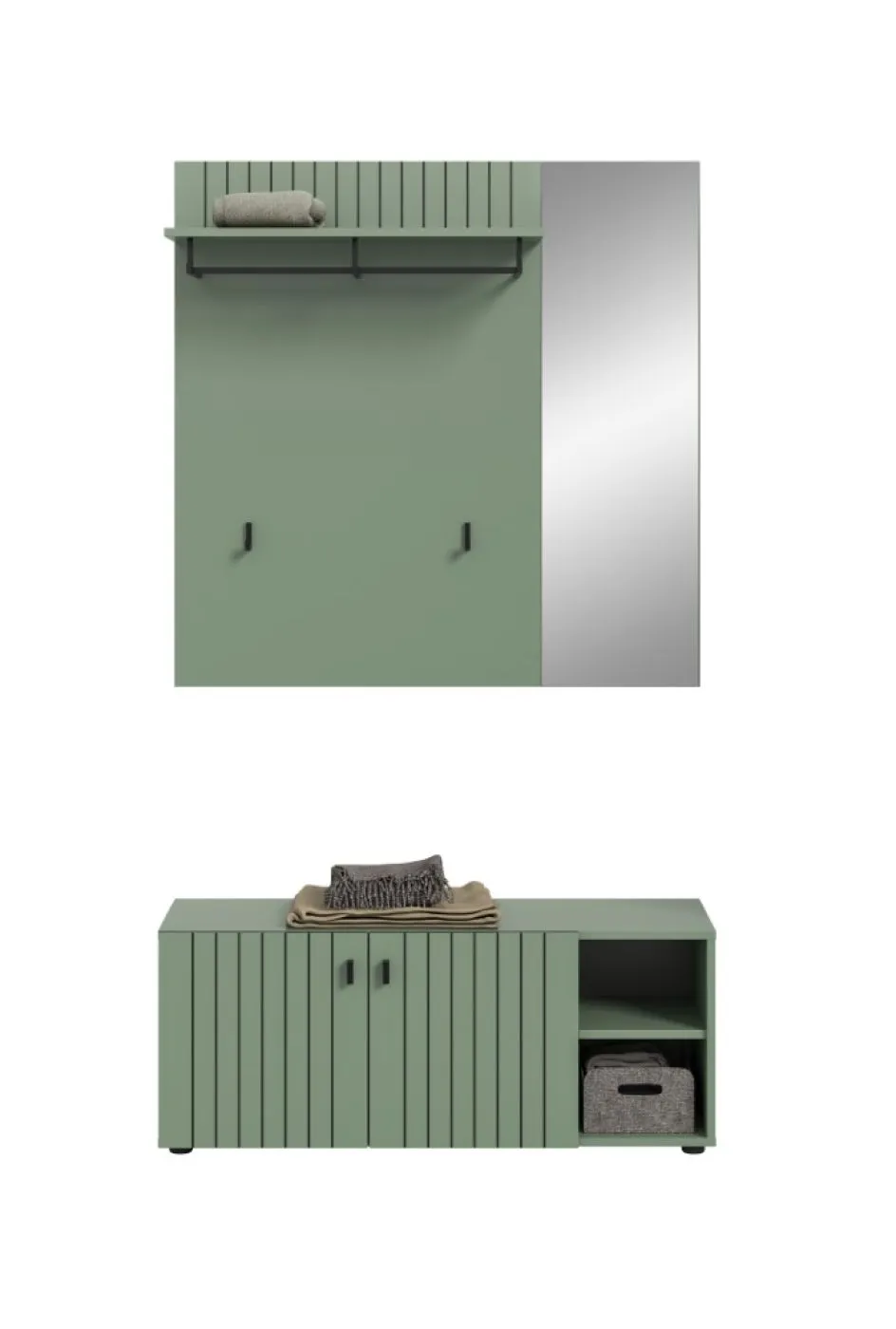 Garderoben-Set Station 3 | Smoke Green | 2-teilig | ohne Sitzkissen