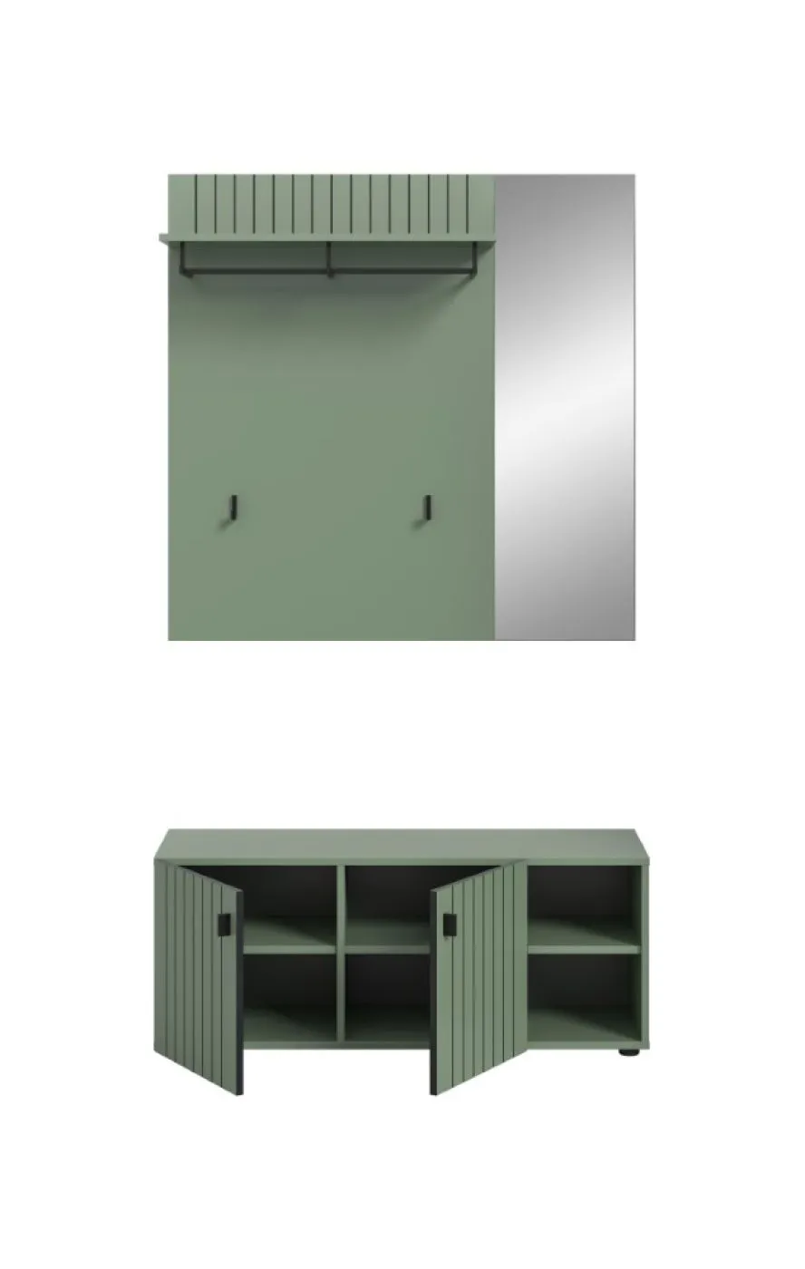 Garderoben-Set Station 3 | Smoke Green | 2-teilig | optionaler Sitzkissen