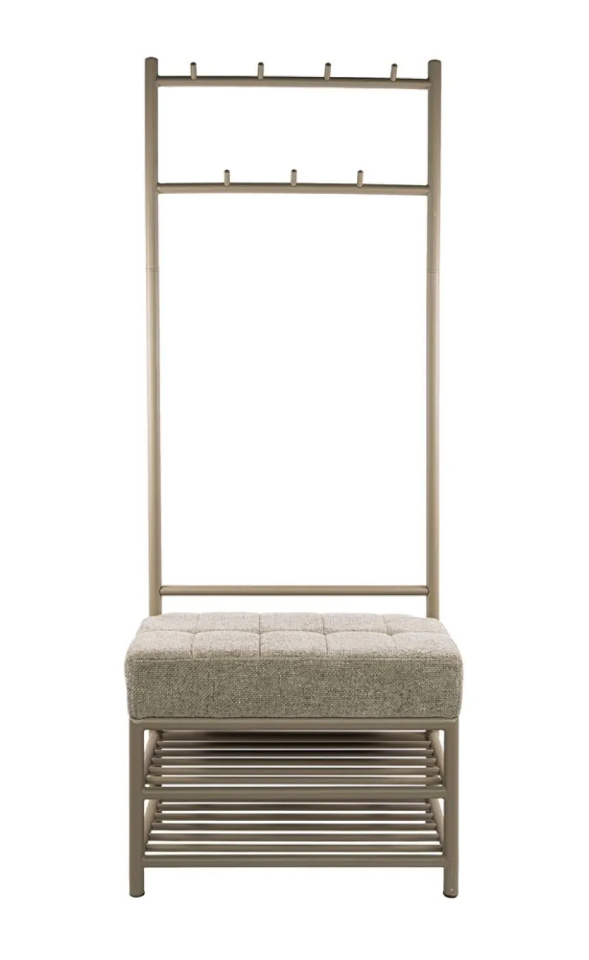 Garderobenbank Shio | 7 Haken | mit Sitzfunktion | beige