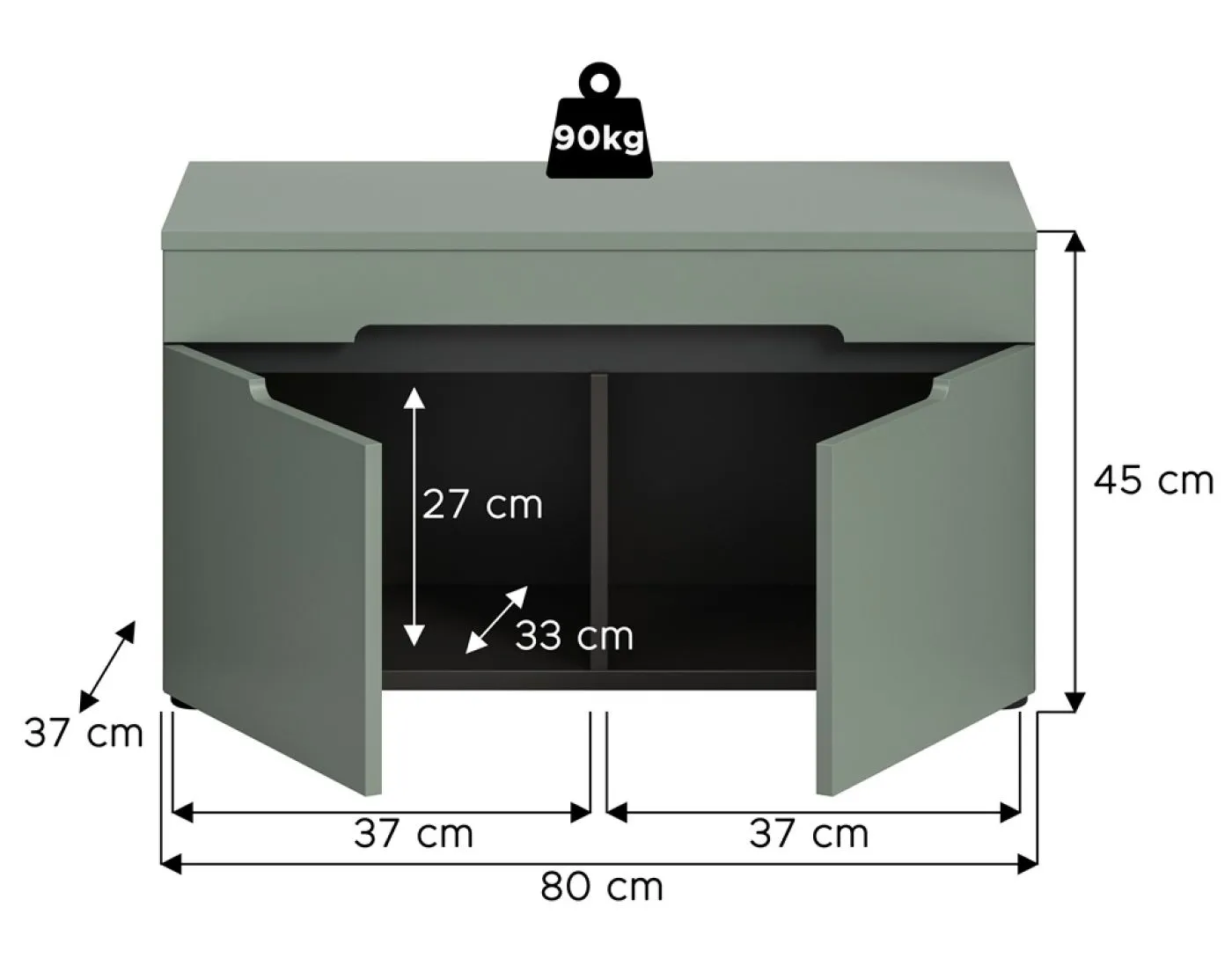 Garderobenbank Sitzbank Canu | Basalt grau / Smoke Green