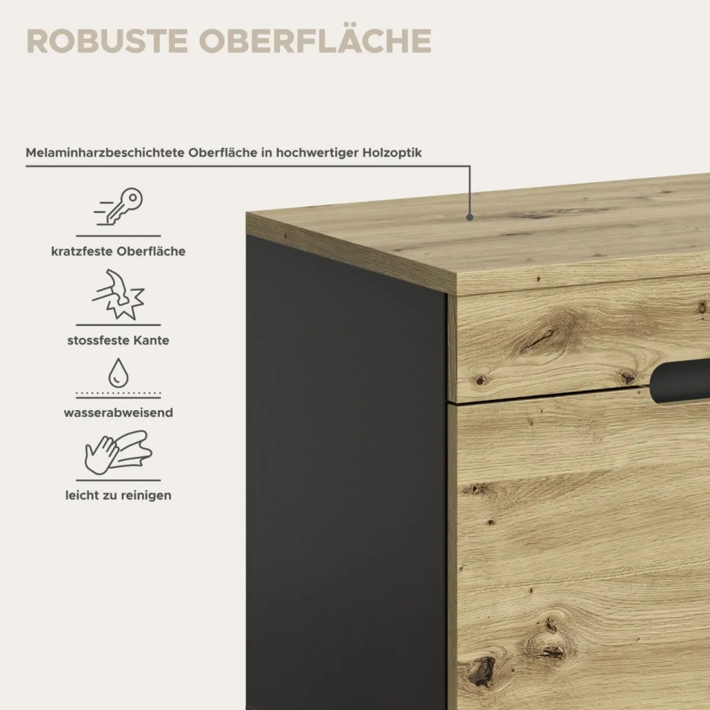 Garderobenbank Sitzbank Canu | grau /Artisan Eiche