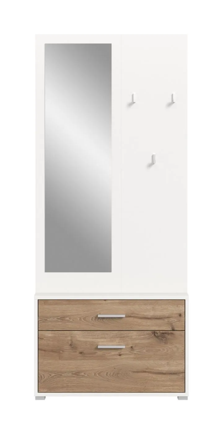 Garderobenkombination Kompaktgarderobe Polo 2 | weiß / Nox Oak