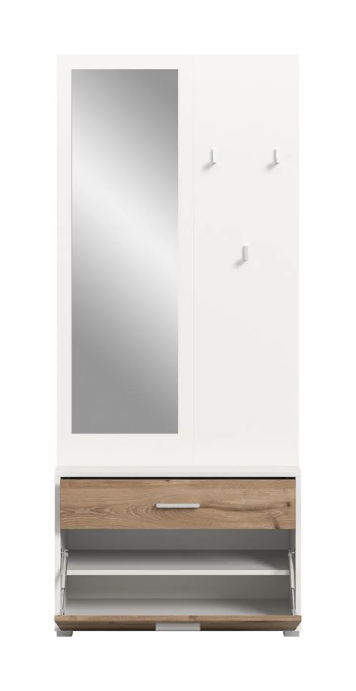 Garderobenkombination Kompaktgarderobe Polo 2 | weiß / Nox Oak