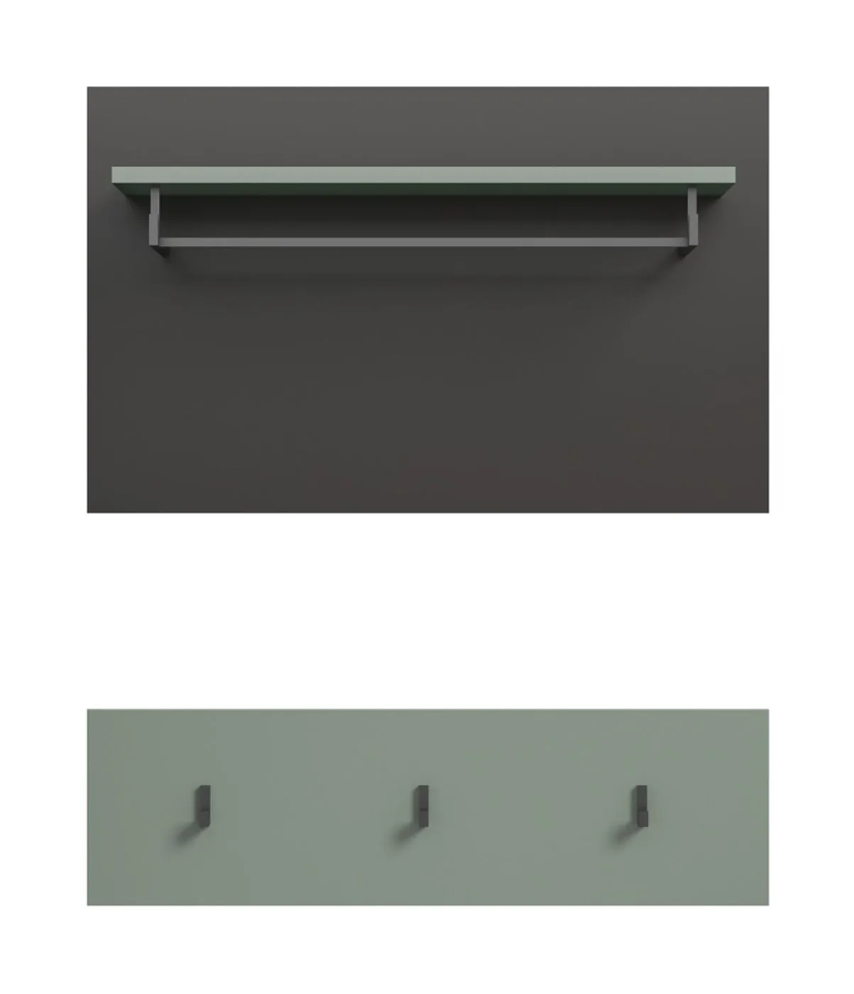 Garderobenpaneel Canu | Smoke Green / Basalt grau