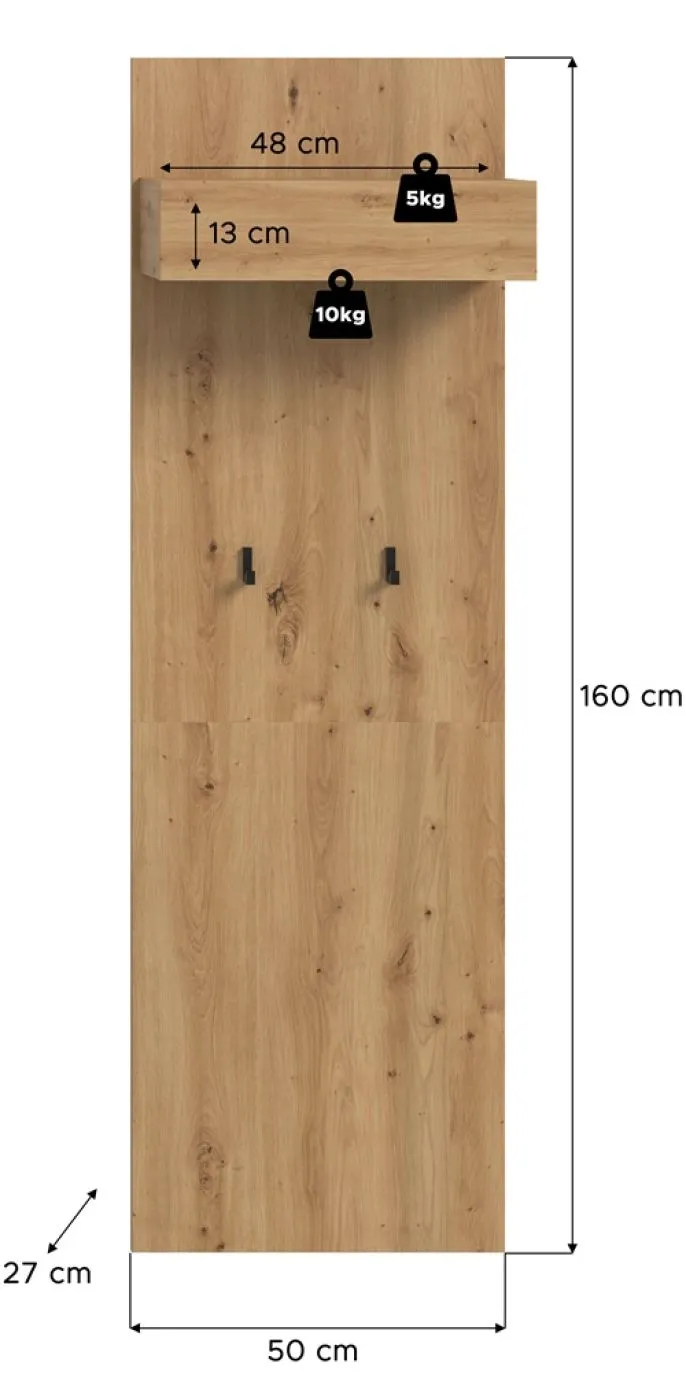 Garderobenpaneel Drive mit Hutablage | Artisan Oak