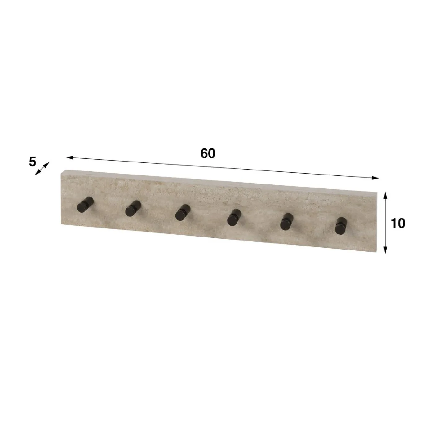 Garderobenpaneel Pula | 6 Haken | Keramik travertin