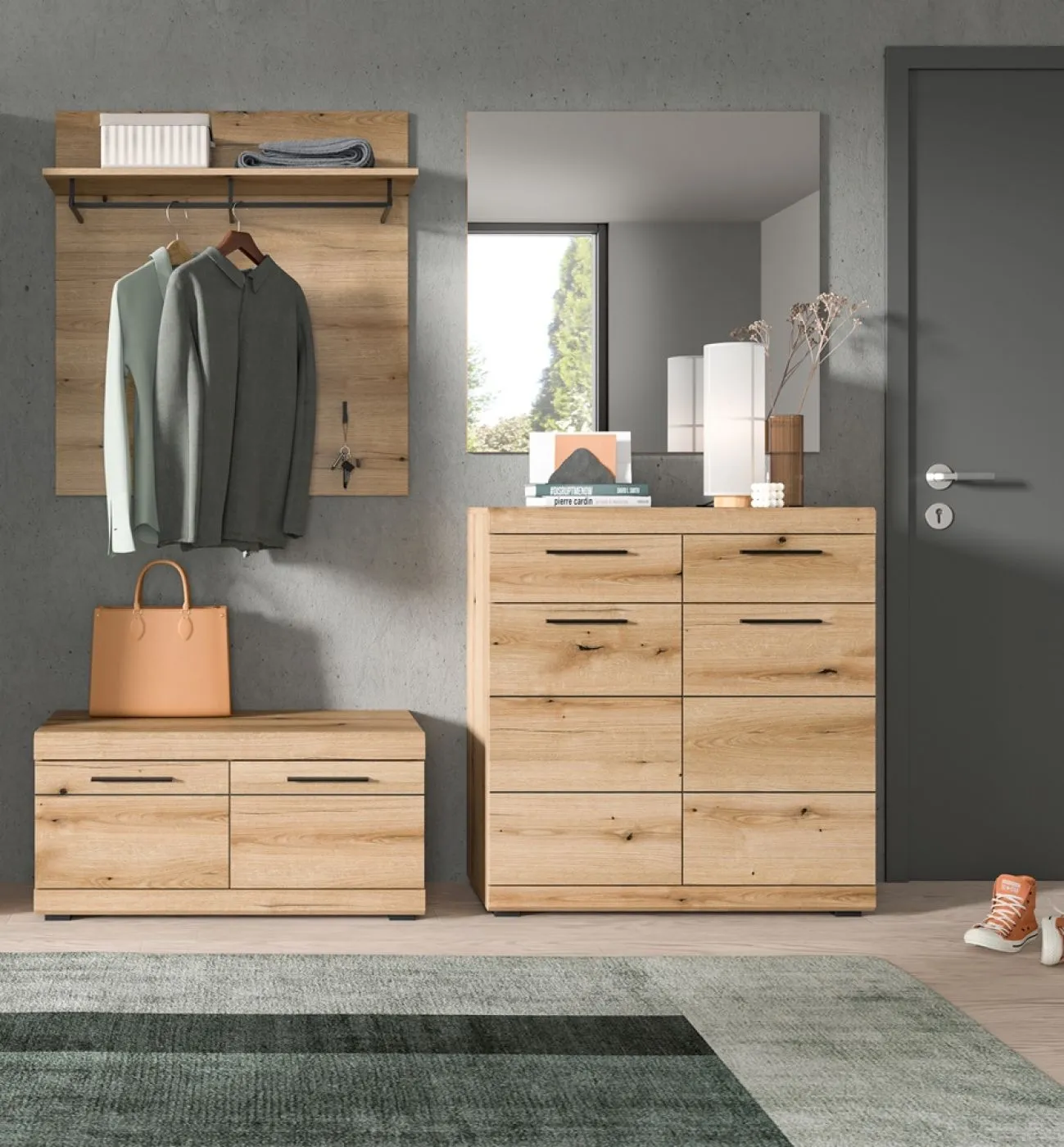 Garderobenpaneel Scout | mit Hutablage | Evoke Oak