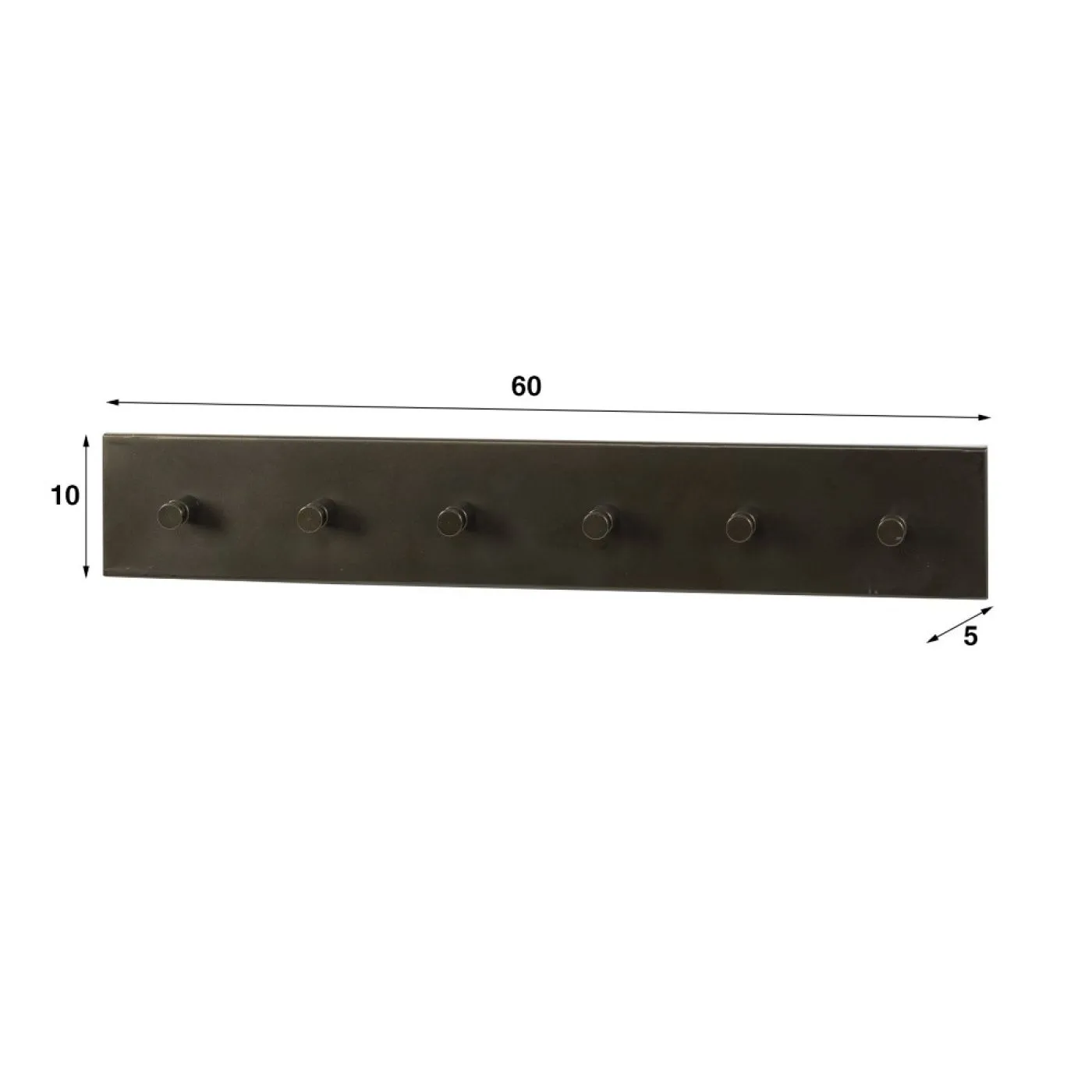 Garderobenpaneel Stamp | 6 Haken | Metall | Bronze