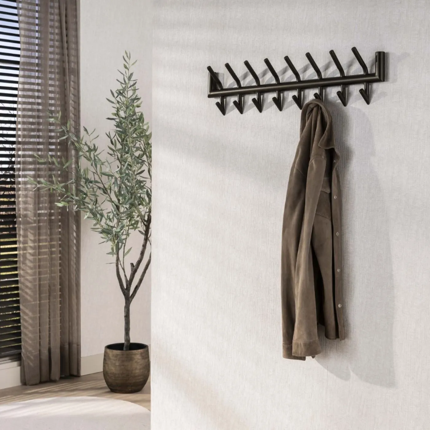 Garderobenpaneel Torino | 2x8 Haken | Stahl | Bronze