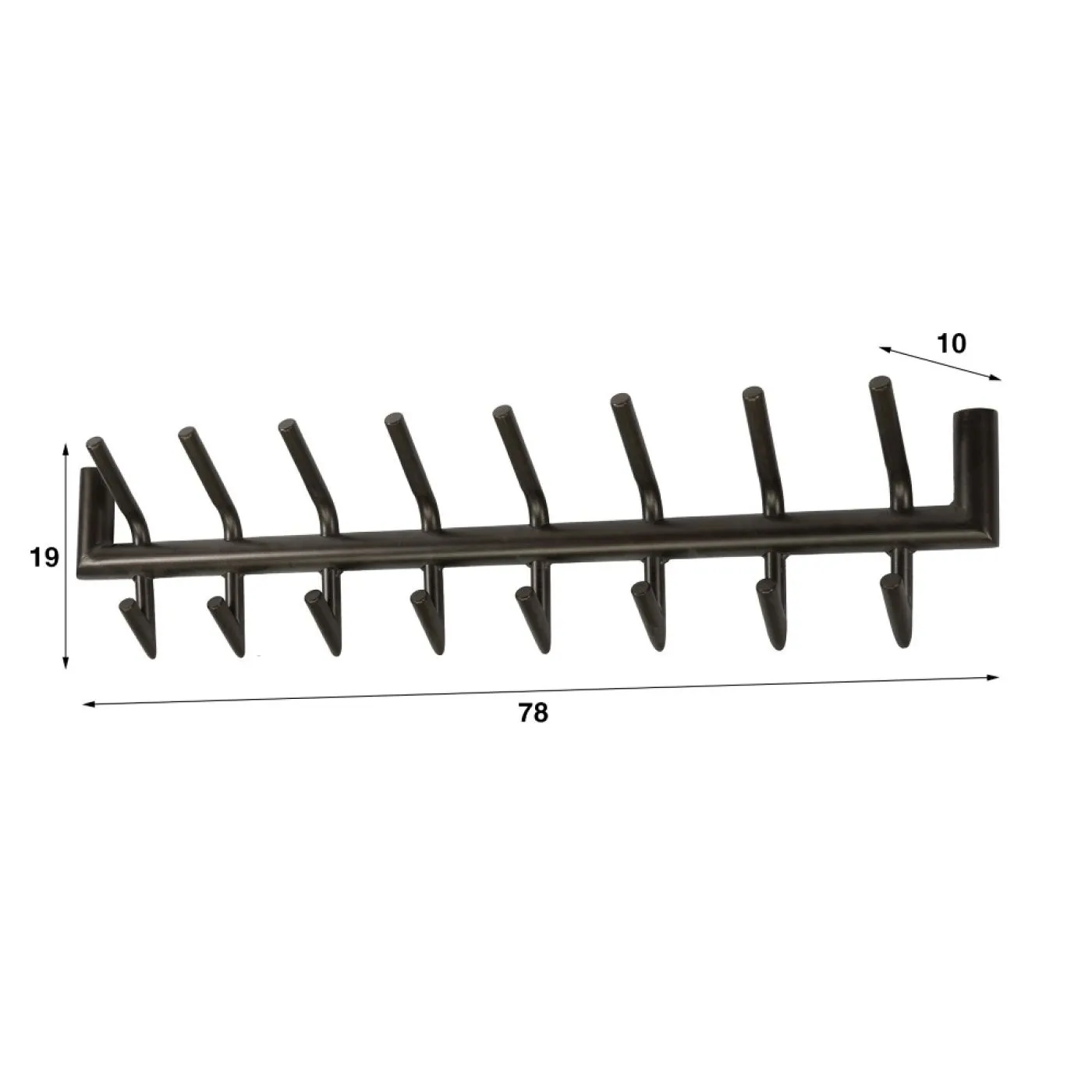 Garderobenpaneel Torino | 2x8 Haken | Stahl | Bronze