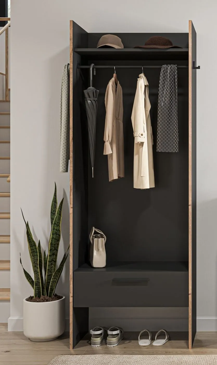 Garderobenschrank Bueno | Basalt / Nox Oak | verschiedene Größen