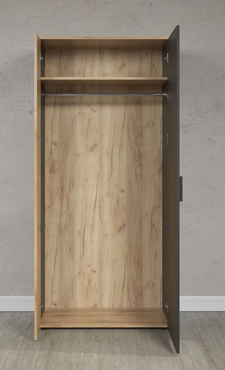 Garderobenschrank Esteban 1 | Anthrazit / Coast Evoke Oak
