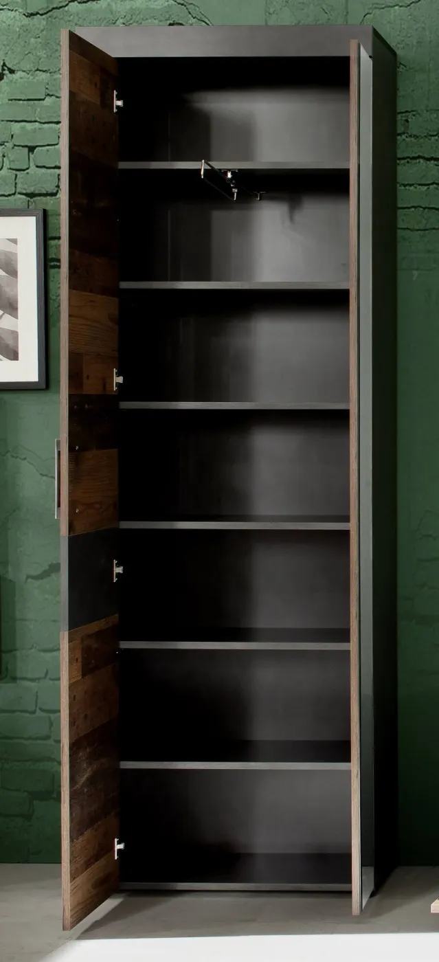 Garderobenschrank Indy | Old Used Wood / Matera grau | Shabby Look